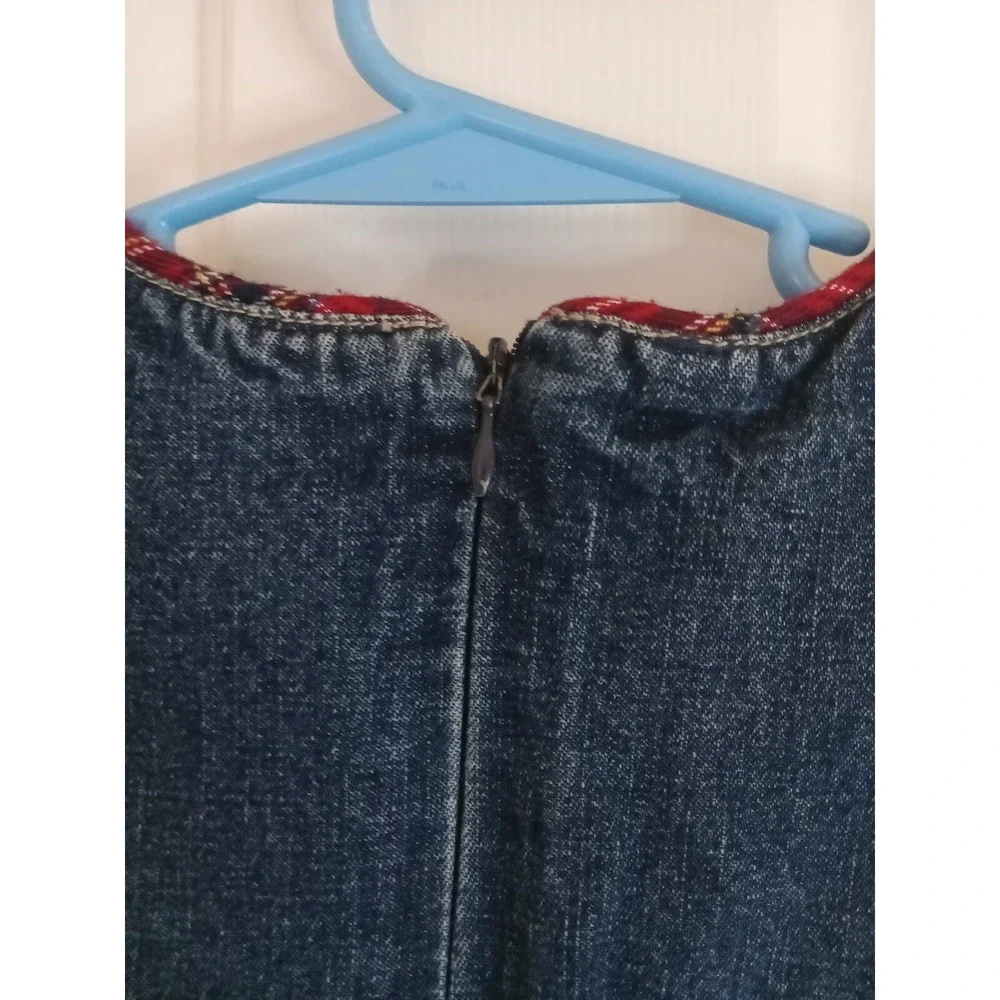 Izod Toddler Girls Jean Jumper Dress Size 4T Sleeveless Denim Jumper Plaid‎ Blue